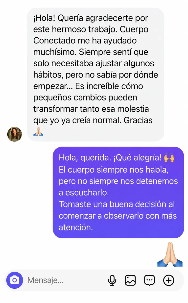Mensaje de una lectora sobre Cuerpo Conectado
